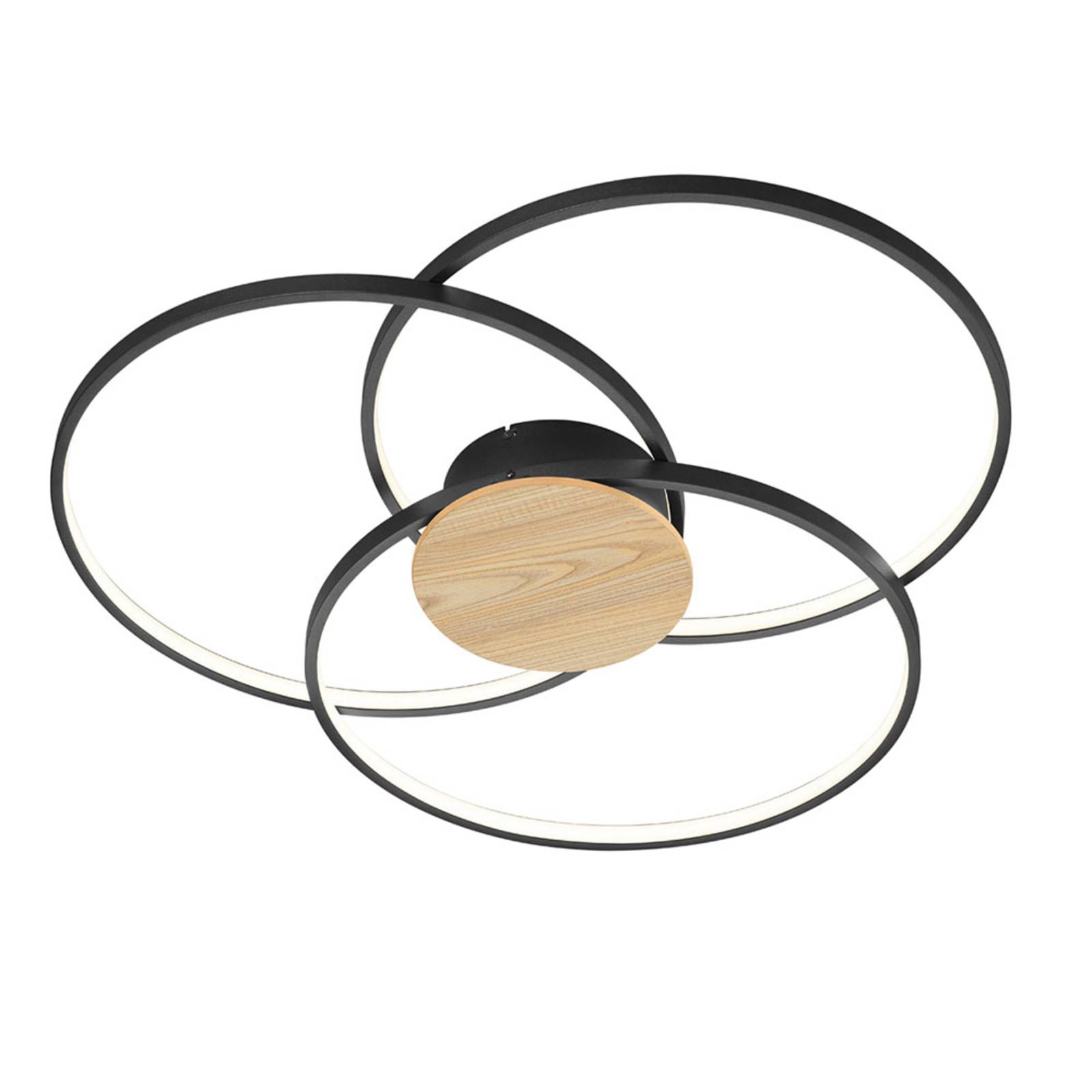 LED-Deckenlampe Sedona mit Holzdetail schwarz matt von Trio Lighting