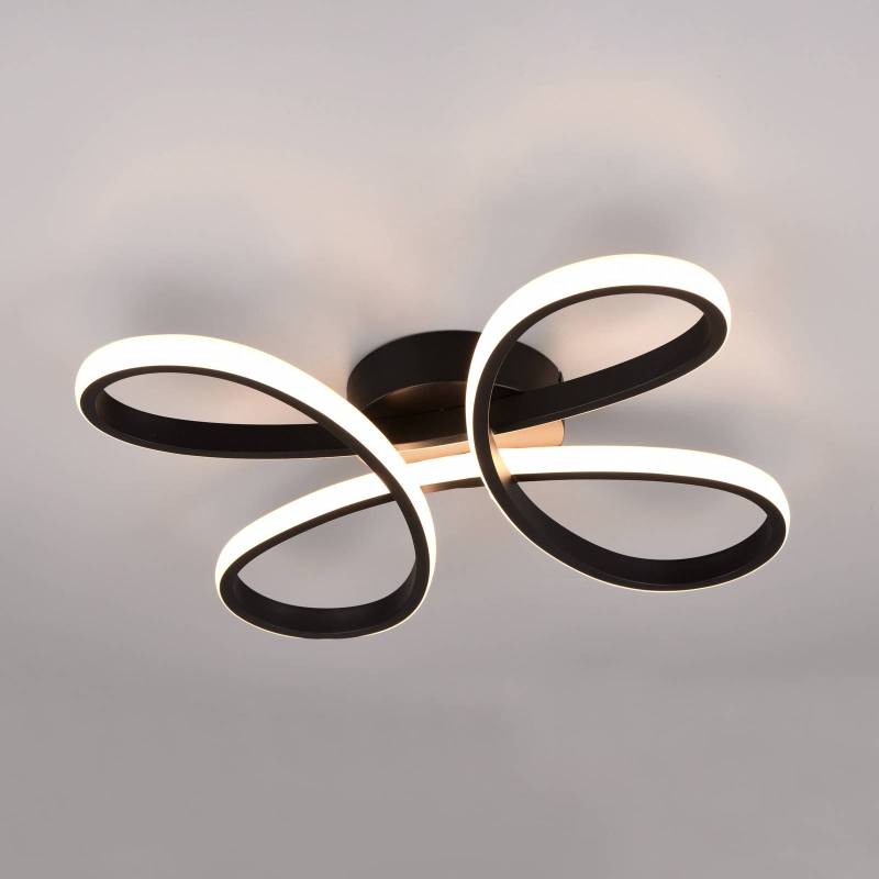LED-Deckenleuchte Fly, schwarz matt, 3.000 K, 40 cm x 40 cm von Trio Lighting