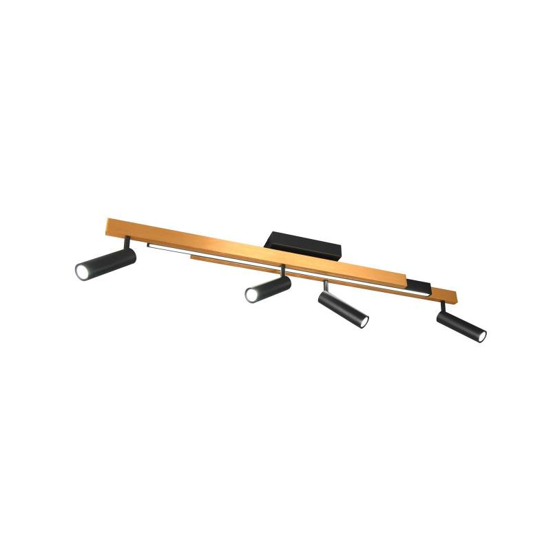 LED-Deckenspot Zeno, 4 Spots., schwarz/gold, Metall von Trio Lighting