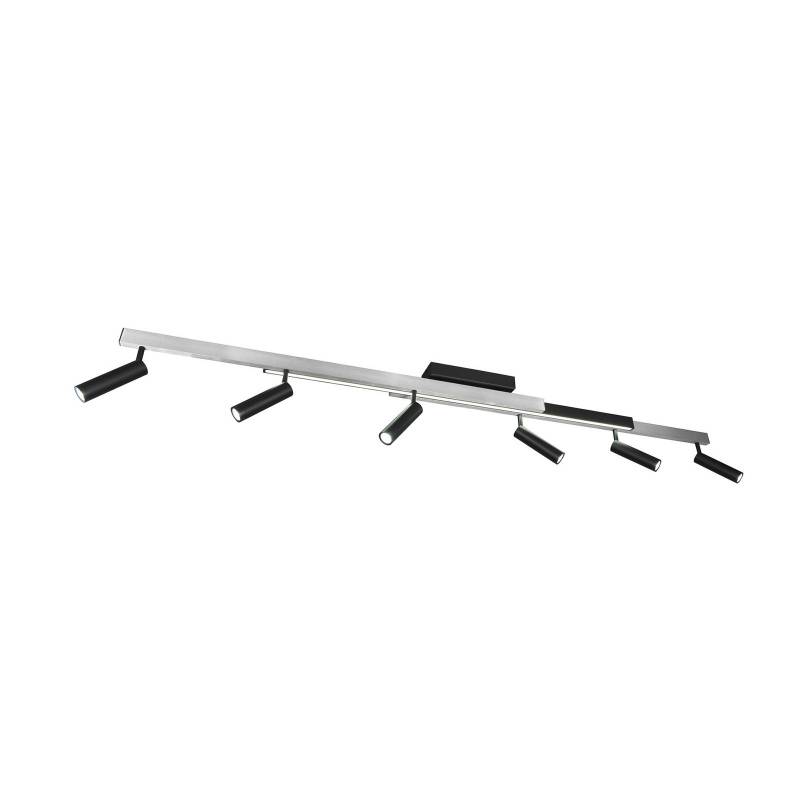 LED-Deckenspot Zeno, 6 Spots, alu gebürstet/schwarz, Metall von Trio Lighting