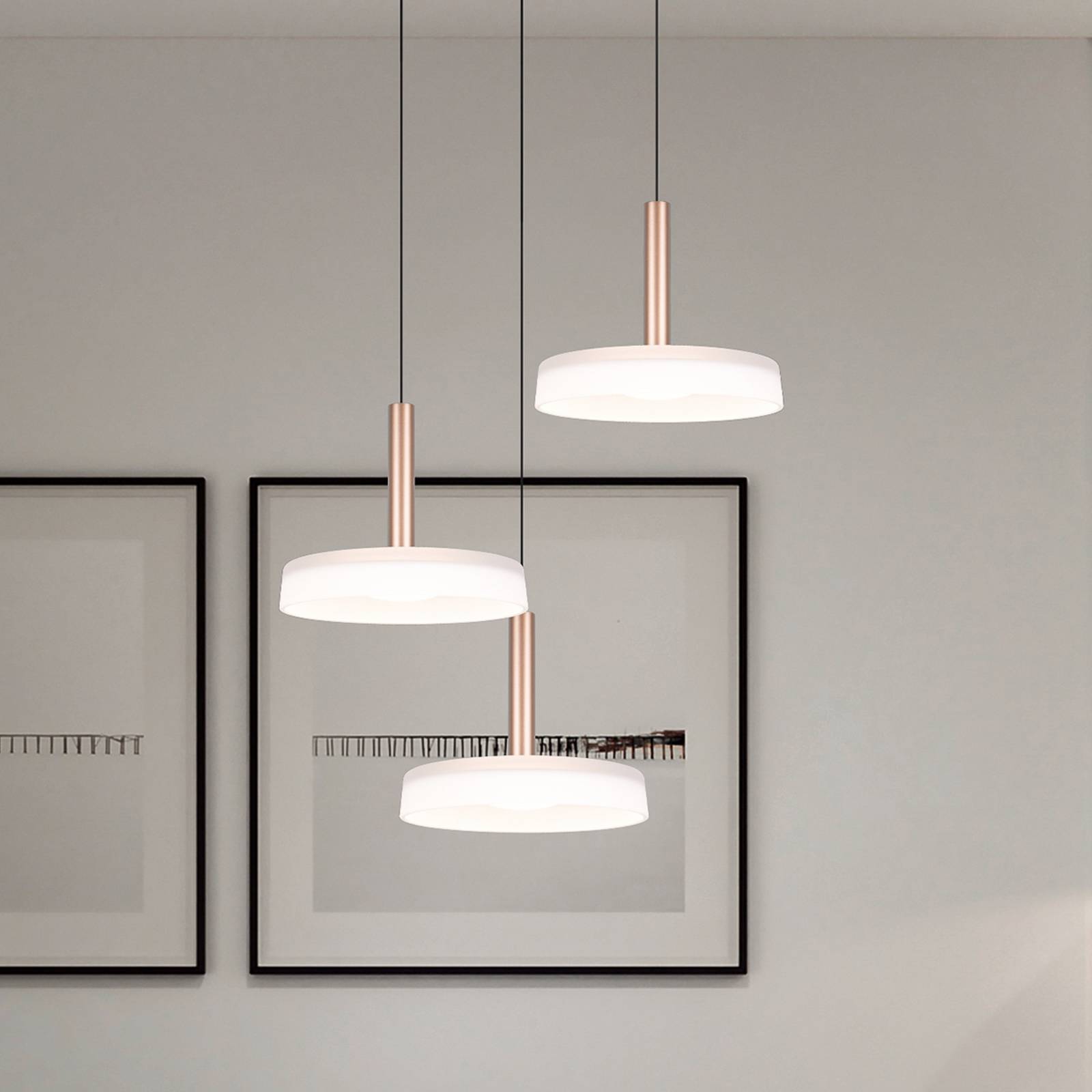 LED-Hängelampe Celeste, weiß/braun, Ø 35 cm 3-flg. Glas dim LED-Hängelampe Celeste, weiß/braun, Ø 35 cm 3-flg. Glas dim von Trio Lighting