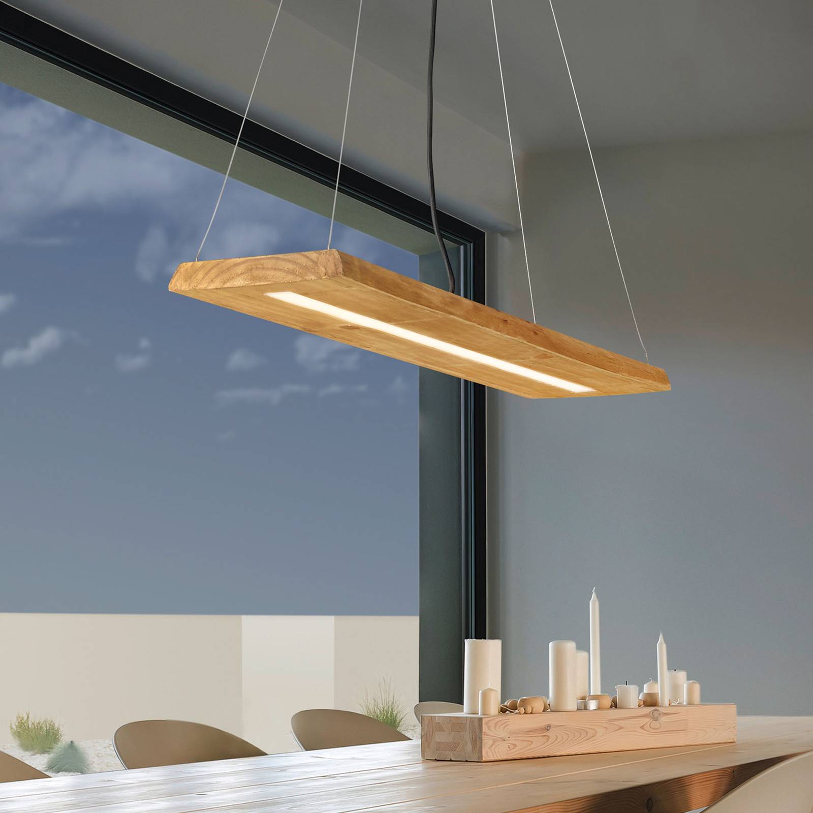 LED-Hängeleuchte Brad aus Holz von Trio Lighting