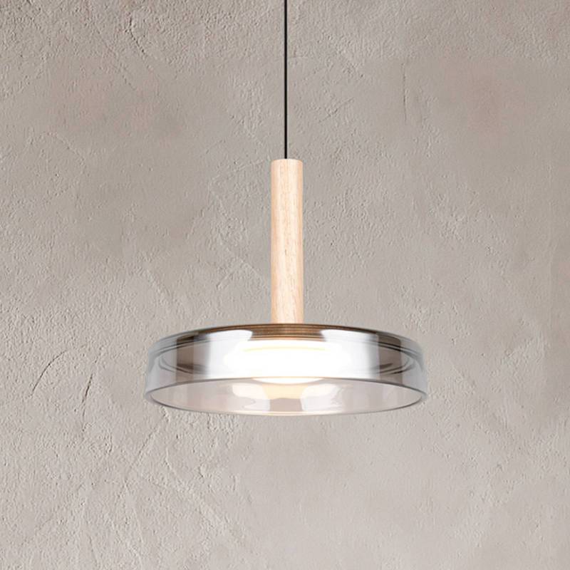 LED-Hängeleuchte Celeste, chrom/holz, Ø 22 cm, Glas, dimmbar von Trio Lighting