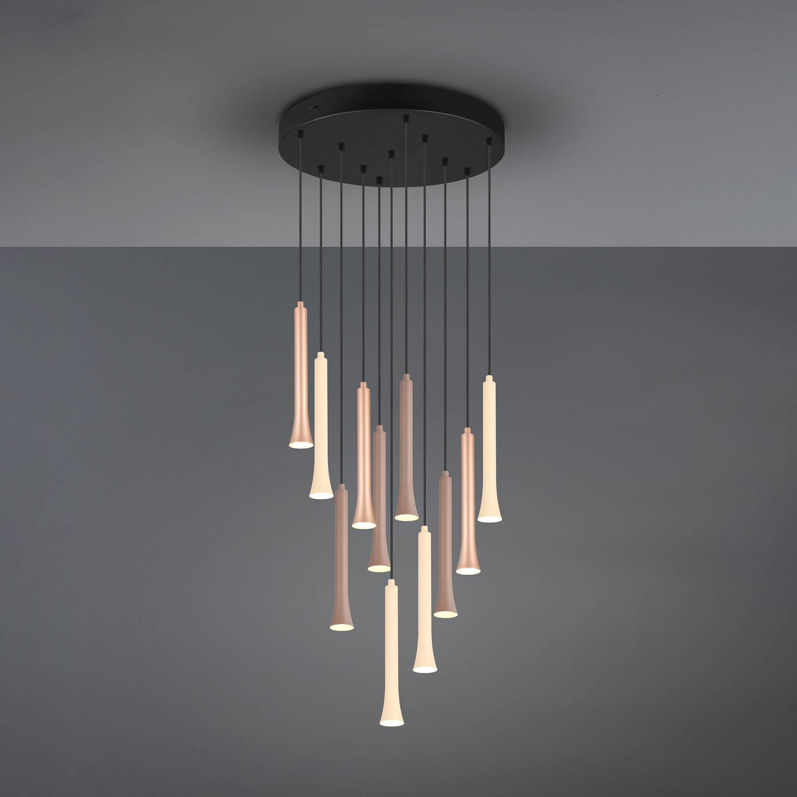 LED-Hängeleuchte Fiato, 11-fl., rund, Metall, taupe, coffee LED-Hängeleuchte Fiato, 11-fl., rund, Metall, taupe, coffee von Trio Lighting