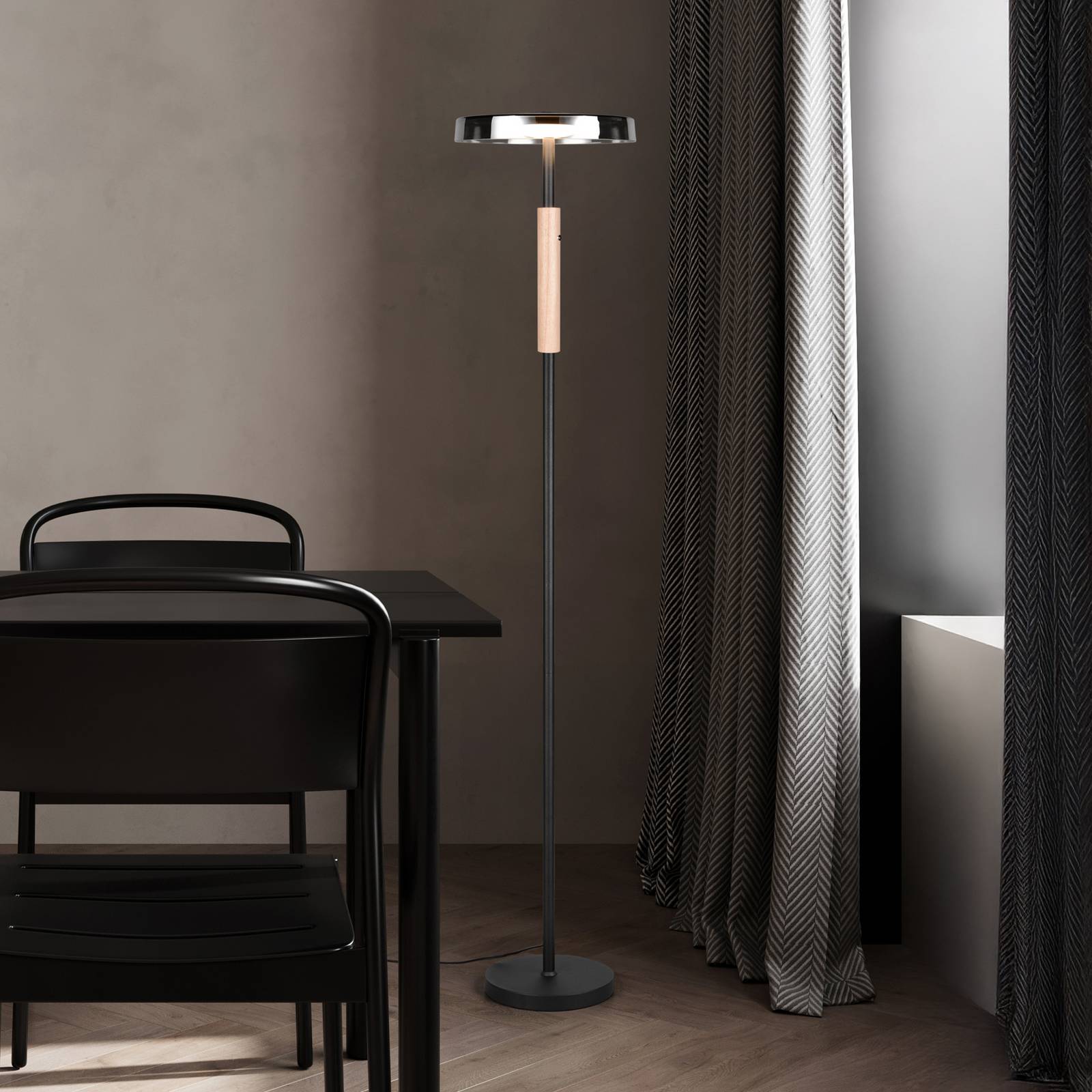 LED-Stehlampe Celeste chrom/holz 160 cm Glas/Metall Touchdim LED-Stehlampe Celeste chrom/holz 160 cm Glas/Metall Touchdim von Trio Lighting