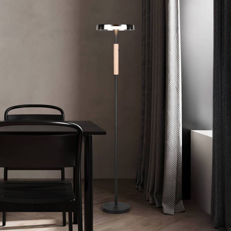 LED-Stehlampe Celeste chrom/holz 160 cm Glas/Metall Touchdim von Trio Lighting