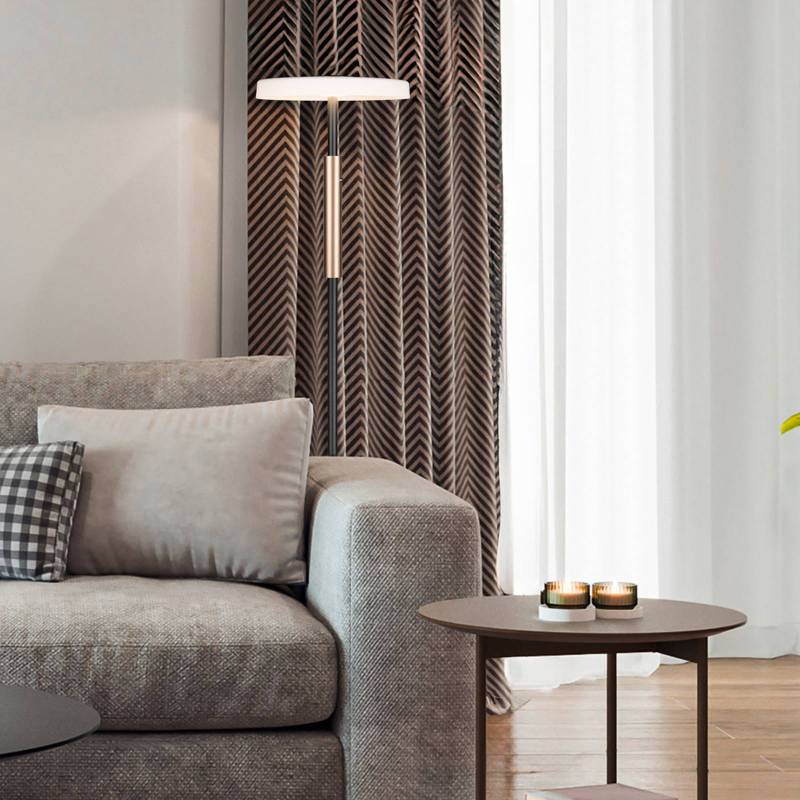 LED-Stehlampe Celeste weiß/braun 160 cm Glas/Metall Touchdim von Trio Lighting