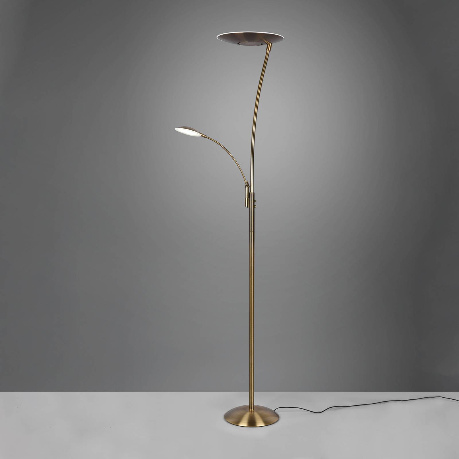 LED-Stehlampe Granby mit LED-Leselicht altmessing von Trio Lighting
