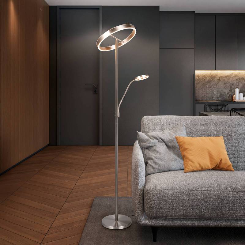 LED-Stehlampe Willis, nickel, Höhe 180 cm, Metall CCT Dimmer von Trio Lighting