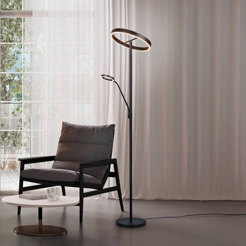LED-Stehlampe Willis, schwarz, Höhe 180 cm Metall CCT Dimmer von Trio Lighting