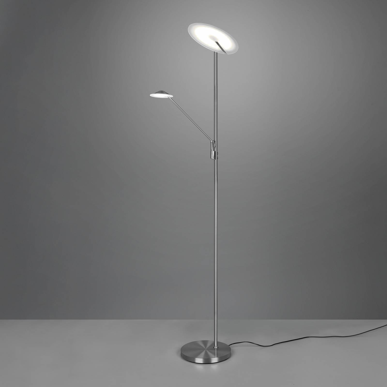 LED-Stehleuchte Brantford, Leseleuchte nickel matt von Trio Lighting