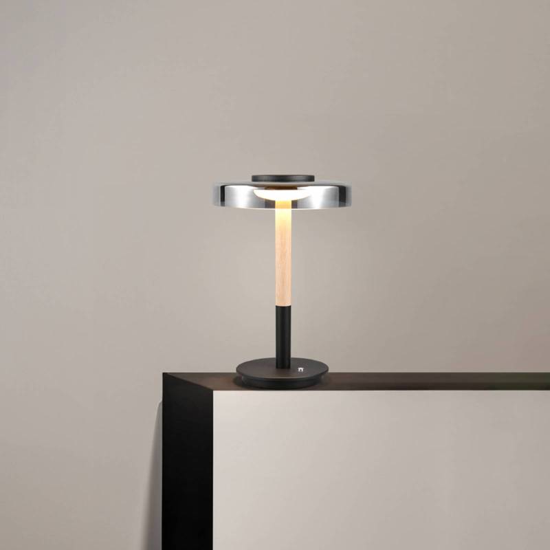 LED-Tischlampe Celeste chrom/holz 35 cm Glas/Metall Touchdim von Trio Lighting