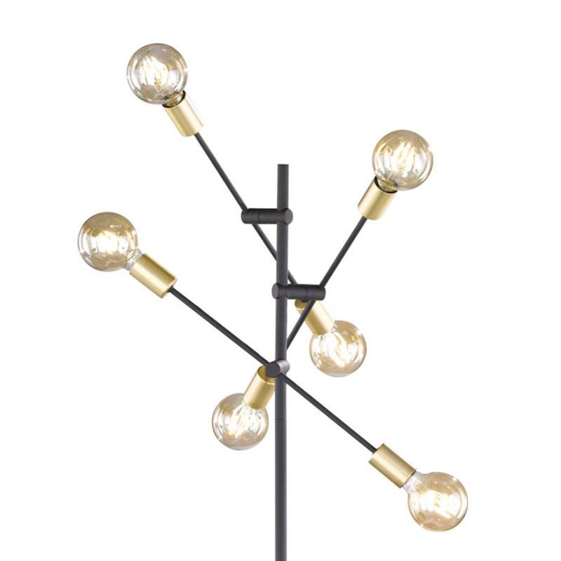 Stehlampe Cross in trendigem Schwarz-Gold-Design von Trio Lighting