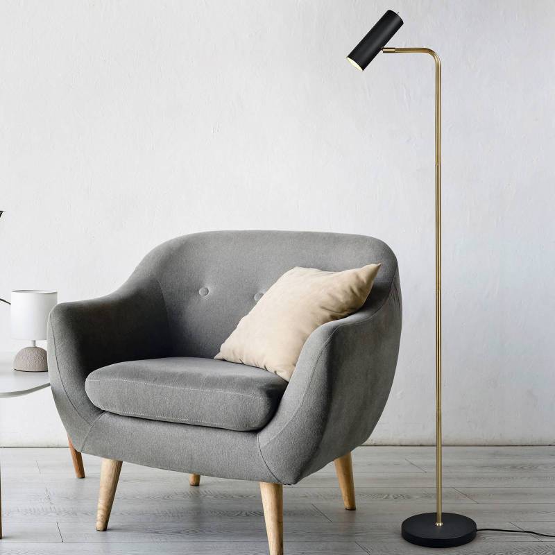 Stehleuchte Marley, schwarz/messing, Höhe 151 cm, Metall von Trio Lighting