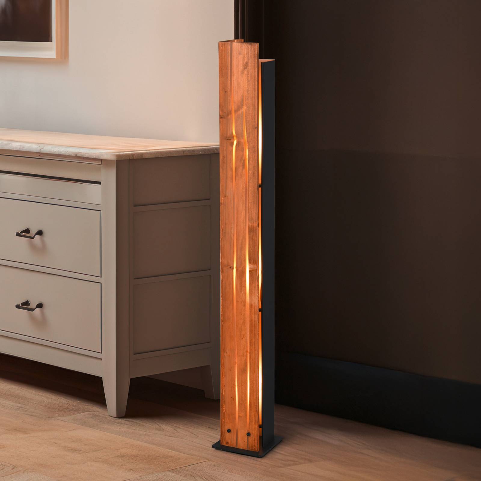 Stehleuchte Karuni, Holz, Metall, hellbraun, schwarz Stehleuchte Karuni, Holz, Metall, hellbraun, schwarz von Trio Lighting