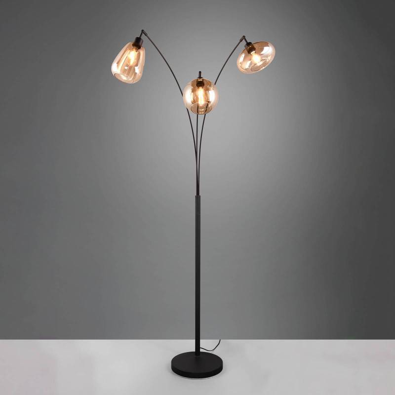 Stehleuchte Lumina, 3-flammig, schwarz/amber, Glas von Trio Lighting