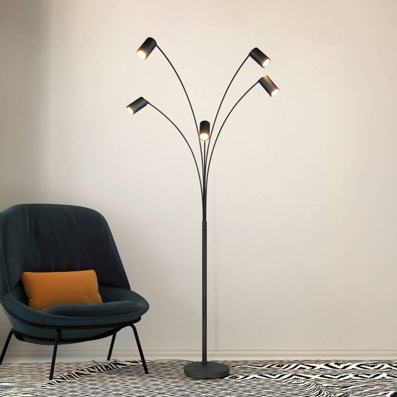 Stehleuchte Marley, schwarz, Höhe 200 cm, 5-flammig, Metall von Trio Lighting