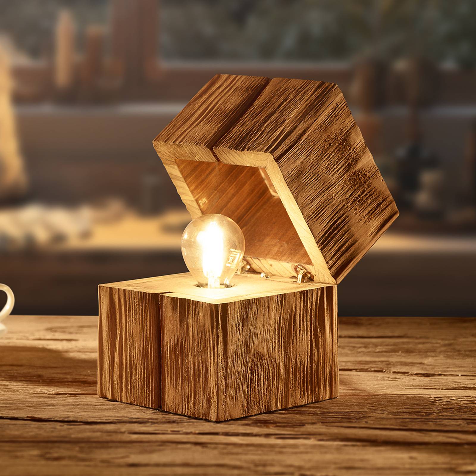 Tischleuchte Treasure, naturbelassen, Holz, aufklappbar Tischleuchte Treasure, naturbelassen, Holz, aufklappbar von Trio Lighting
