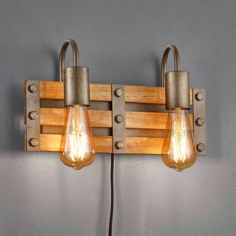 Wandleuchte Khan, Vintage, Kabel + Stecker, 2-flg. von Trio Lighting