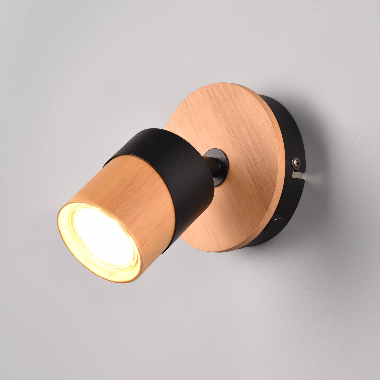 Wandstrahler Aruni aus Holz, einflammig, schwarz Wandstrahler Aruni aus Holz, einflammig, schwarz von Trio Lighting