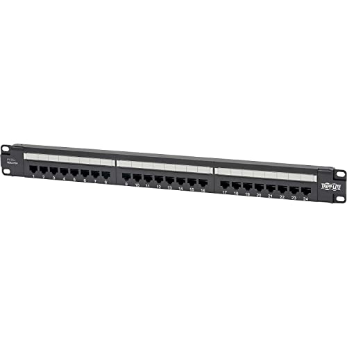 Eaton Cat6 PoE+ Patchpanel mit 24 Ports, RJ45 Ethernet, 1U-Rackmontage, EIA/TIA 568A/B-Verdrahtungsstandards für 110 und Krone-Anschlüsse, Schwarz (N252-P24) von Eaton