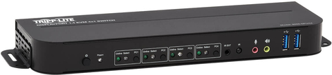 Tripp Lite B005-DPUA4 DisplayPort/USB KVM-Switch mit 4 Anschlüssen - 4K 60 Hz - HDR - HDCP 2.2 - IR - DP 1.4 - USB-Freigabe (B005-DPUA4) von Tripp Lite