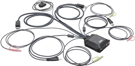 Eaton Tripp Lite series 2-Port DisplayPort 1.1/USB KVM Switch with Audio/Video, Built-In Cables, USB Peripheral Sharing - KVM-/Audio-/USB-Switch - 2 x KVM/Audio/USB - 1 lokaler Benutzer - Desktop (B032-DPUA2) von Tripp Lite
