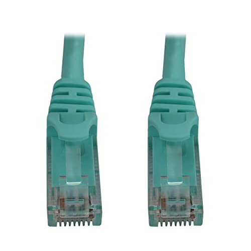 Tripp Lite Cat6a 10G Ethernet-Kabel, Knickschutz, geformtes UTP-Netzwerk-Patchkabel (RJ45 M/M), Aqua, 0,3 m, Herstellergarantie (N261-100-AQ) von Tripp Lite