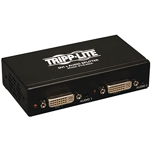 Tripp Lite DVI-Splitter mit 2 Anschlüssen und Audio- und Signalverstärker, Single Link 1920x1200 bei 60Hz / 1080p (DVI F/2xF) (B116-002A) von Tripp Lite