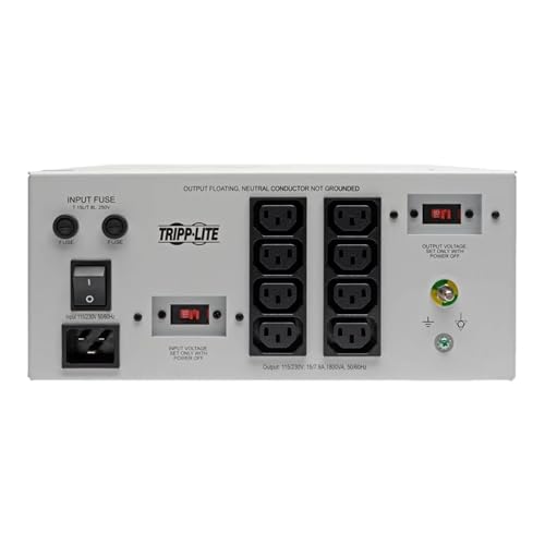 Tripp Lite IS1800HGDV Isolierter Transformator Dual-Voltage-Serie 115 / 230V 300W 60601-1 für medizinische Zwecke, C20-Einlass, 8X C13-Ausgänge von Tripp Lite