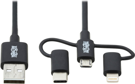 Tripp Lite M101-006-LMC-BK Universal USB-A auf Lightning - USB-Micro-B- und USB-C-Sync-/Ladekabel (M/3xM) - MFi-zertifiziert - Schwarz - 1,8 m (M101-006-LMC-BK) von Tripp Lite