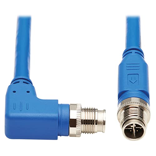 Tripp Lite M12 X-Code Cat6a geschirmtes Ethernet-Kabel, rechtwinklig, M12-Kabel, 10G F/UTP CMR-LP (M/M), IP68, 60W Power Over Ethernet, Blau, 10 Meter (NM12-6A3-10M-BL) von Tripp Lite