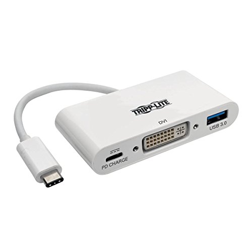 Tripp Lite U444-06N-DU-C USB-C (Type-C) auf DVI-Adapter mit USB-A und USB-C PD Ladeanschlüssen, USB 3.1 Gen 1, Thunderbolt 3 kompatibel, 1080p von Tripp Lite