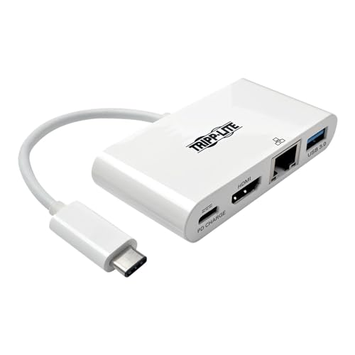 Tripp Lite U444-06N-HGU-C USB-C-Multiport-Adapter - HDMI, USB 3.0-Port, GbE, 60W PD-Charging, HDCP, Weiß von Tripp Lite