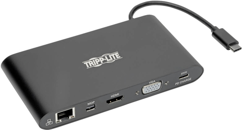 Tripp Lite USB 3.1 Gen 1 USB C Docking Station w/ USB-A, HDMI, VGA, mDP, Gigabit Ethernet, Mem Card, 3.5 mm & USB-C Charge 4K @ 30Hz, USB-C, USB Type C, USB Type-C - Dockingstation - USB-C - VGA, HDMI, Mini DP - GigE von Tripp Lite