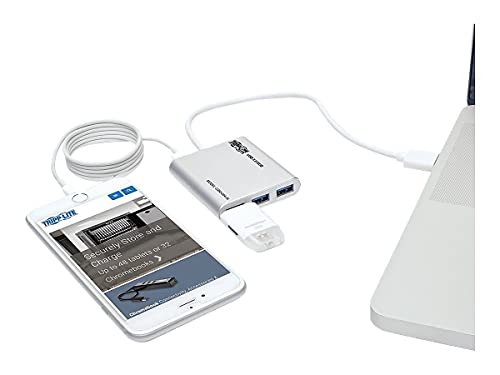 Tripp Lite USB-A 3.0 SuperSpeed Mini-Hub, 4 Anschlüsse, tragbarer Hub für Laptop und Chromebook, USB 3.0 Typ A, Aluminium (U360-004-AL) von Tripp Lite