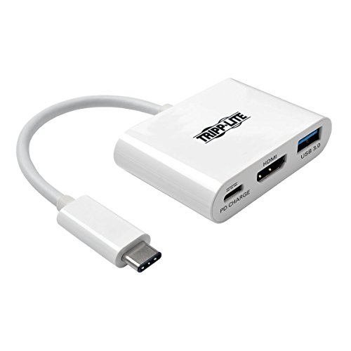 Tripp Lite USB-C-zu-HDMI-Adapter mit USB-A-Anschluss und PD-Aufladung, HDCP, Weiß (U444-06N-HU-C) von Tripp Lite