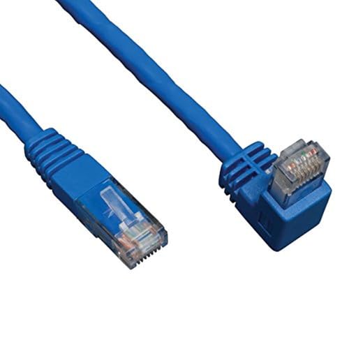 Eaton Down-Angle Cat6 Gig Molded UTP Cable, RJ45 Right-Angle Down, RJ45 Male-to-Male Cable, Blue, 5 feet / 1.52 m (N204-005-BL-DN) von Tripp Lite