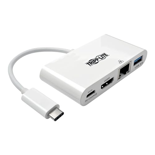 TrippLite by Eaton USB-C Multiport Adapter - 4K HDMI, USB 3.x (5Gbps) Hub Port, GbE, 60W PD Aufladung, HDCP, Weiß von Tripp Lite