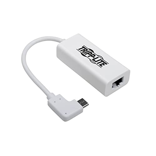 TrippLite by Eaton USB-C zu Gigabit-Netzwerkadapter mit rechtwinkligem USB-C, Thunderbolt 3-Kompatibilität - Weiß von Tripp Lite