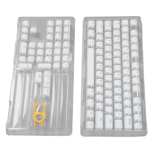 Trisar PBT-Tastenkappen, Stumme Mechanische Tastatur-Tastenkappen 113 (White) von Trisar