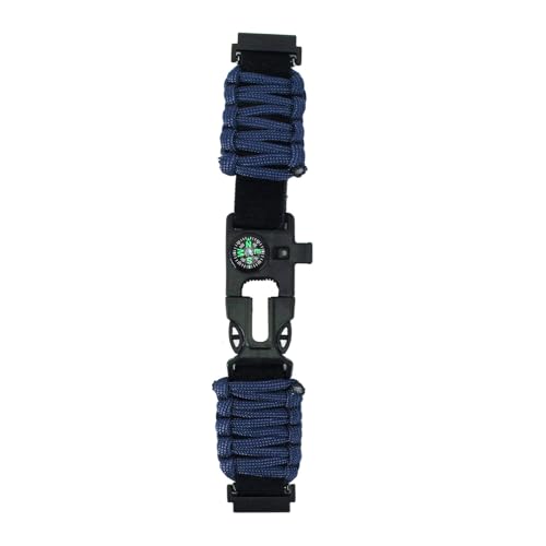 Trisar Paracord-Camping-Armband, 6-in-1-Paracord-Uhrenarmband, Feuerstarter, 22-mm-Schnalle, Seilschneider, Stilvoller Kompass Zum Klettern, Wandern (#9) von Trisar