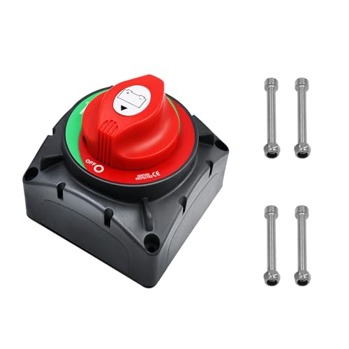 Trisinger Batterieschalter Trennschalter 12-48V, 600A Batterietrennschalter, Wasserdichter Batteriehauptschalter für Fahrzeuge, Autos, Wohnmobil und Boot (ON/OFF,High Current) von Trisinger