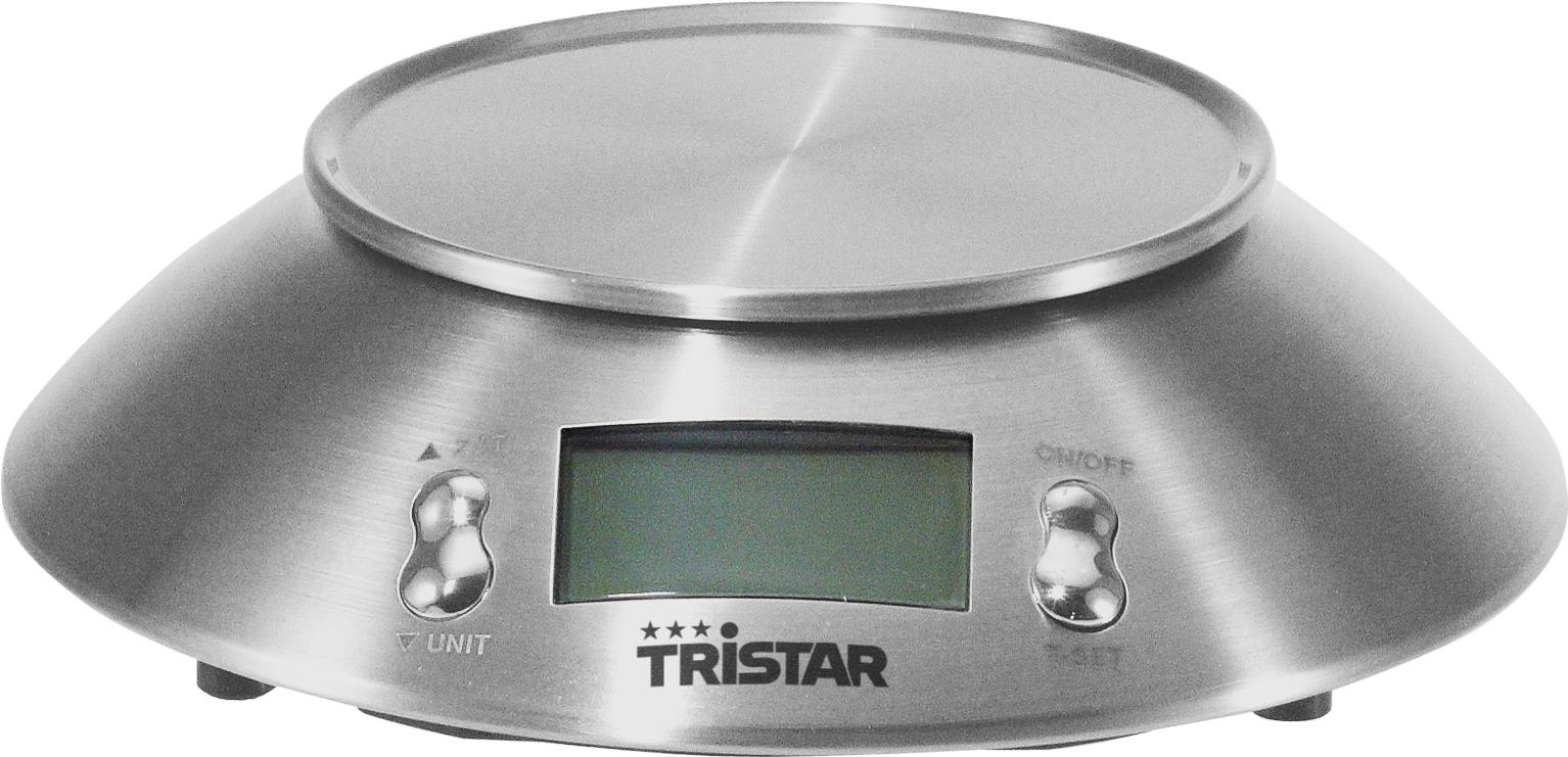 Tristar KW-2436 Küchenwaage - Elektronische Küchenwaage - 5 kg - 1 g - Edelstahl - Rund - Tasten (KW-2436) von Tristar