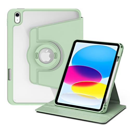Trizoanic Rotierende Schutzhülle für iPad 10. Generation, niedlich, 27,7 cm (11 Zoll), 10. Generation, um 360 Grad drehbar, Smart-Folio, Stifthalter, automatischer Schlaf-/Wachmodus, Grün von Trizoanic
