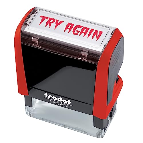 Printy 4910 TRY AGAIN Selbstfärbender roter Fingerabdruck – Kollektion Happy English von Trodat