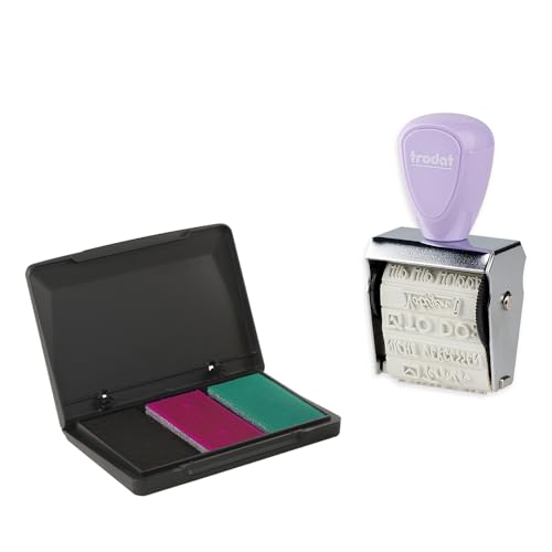 Trodat Creative Mini Stempel Set Bullet Journal zum kreativen Gestalten – 12 Abdrucke, Deutsch, Kreativstempel in Pastelllila inkl. Stempelkissen in Pink, Schwarz, Grün, 30x5 mm Trodat Creative Mini Stempel Set Bullet Journal zum kreativen Gestalten – 12 Abdrucke, Deutsch, Kreativstempel in Pastelllila inkl. Stempelkissen in Pink, Schwarz, Grün, 30x5 mm von Trodat