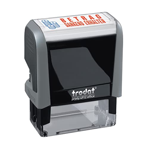 Trodat Office Printy 4912 selbstfärbender Textstempel, Text BETRAG DANKEND ERHALTEN, Abdruckfarbe blau-rot, 47 x 18 mm von Trodat