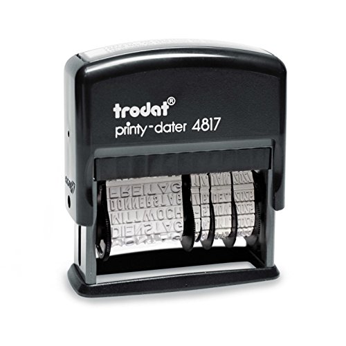 Trodat Printy 4817B Wortbanddrehstempel (ehem. 4812), Datum plus WOCHENTAGE, Selbstfärbend, Abdruck schwarz, 48 x 3,8 mm von Trodat