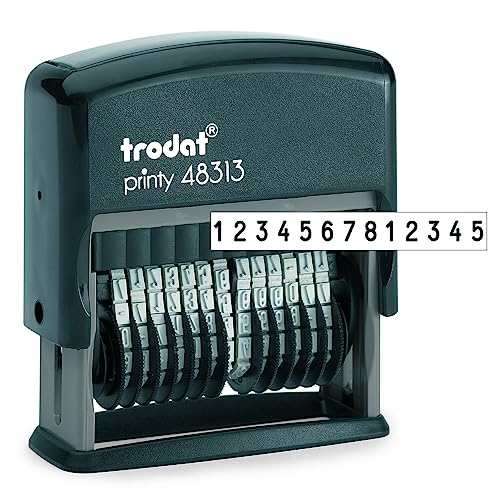 Trodat Printy 48313 Selbstfärbender Nummernstempel mit 13 Stellen, 3.8mm, Stempelfarbe schwarz, 44 x 4 mm von Trodat